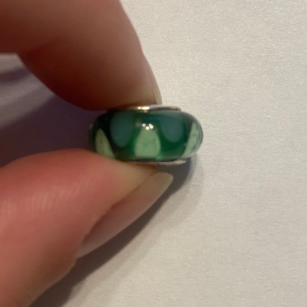 Pandora Sterling Silver Murano Glass Charm Green Teal